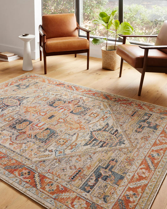Loloi Jocelyn Collection JOC-01 Sand/Multi 5'-5" x 7'-6" .38" Thick Area Rug