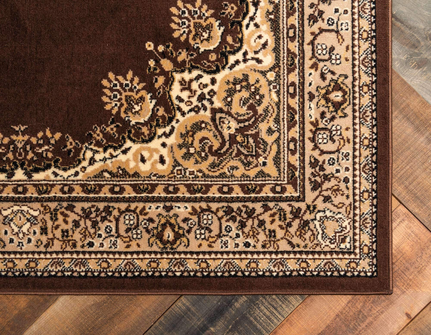 Unique Loom Reza Collection Traditional Persian Style Area Rug, 8 x 10 ft, Brown/Ivory