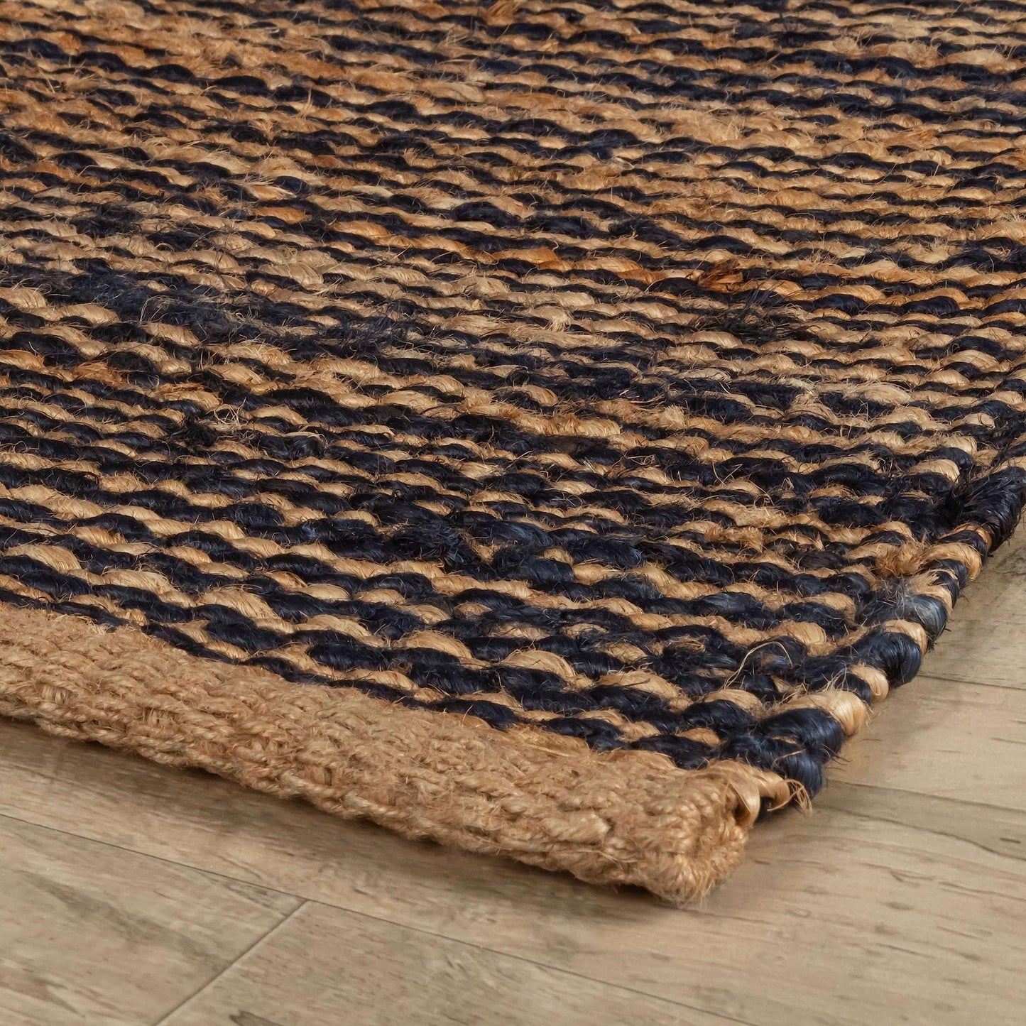 Home Conservatory Striped Handwoven Jute Rug, 5 X 8 Feet, Blue/Neutral Stripe Pattern