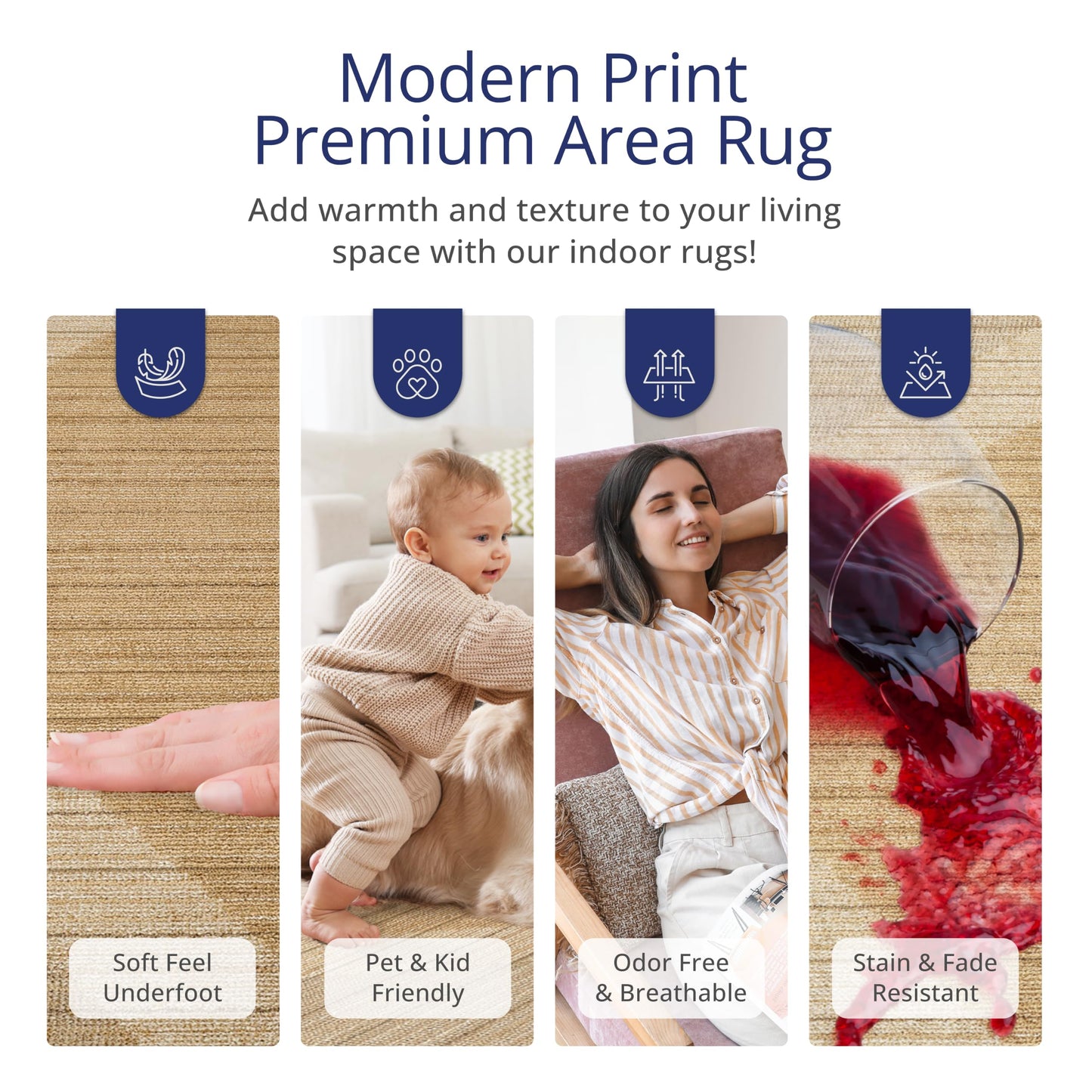 Abani Evelyn Collection Multi Area Rug - 5'3" x 7'9" - Grid Fade Pattern, Non-Shedding - Easy to Clean, Durable for Living Rooms, Dining Rooms & Bedrooms, Pet & Kid Friendly