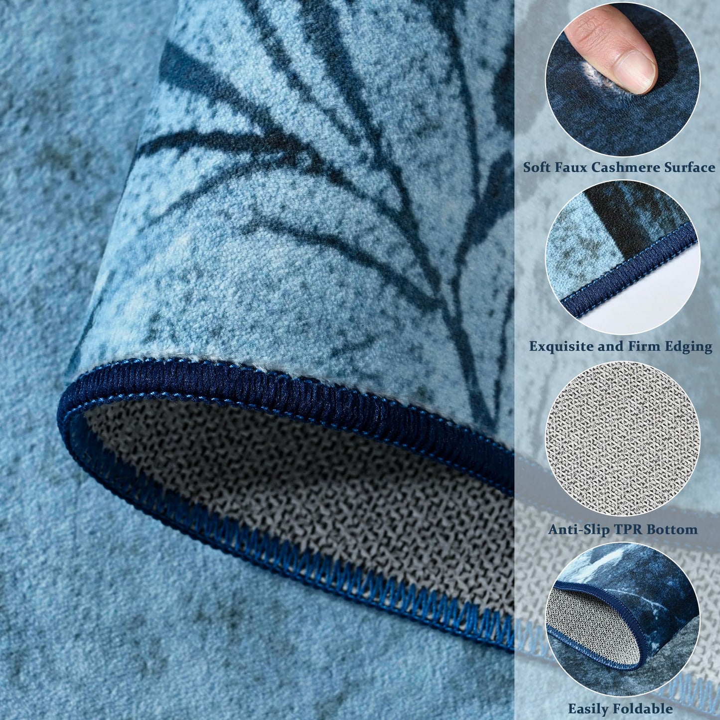 FALARK Modern Area Rugs for Living Room, 4x6 Feet Geometric Patchwork Rug, Washable Non-Slip Indoor Low Pile Carpets for Bedroom Dining Room Office Playroom Home Dorm Decor, Blue