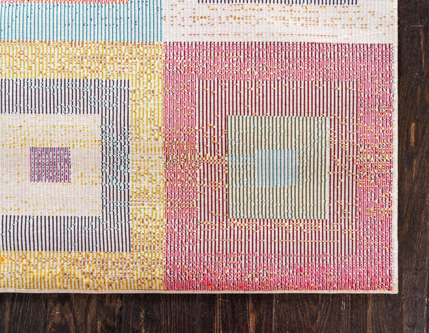 Unique Loom Estrella Collection Colorful, Geometric, Squares Modern, Abstract Area Rug (5' 0 x 8' 0 Rectangular, Multi/Beige)