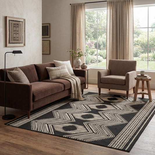 Nuloom Ranya Black/Ivory, 8' x 10', Tribal Geometric, Soft and Cozy, High Traffic, Stain Resistant, Easy Clean, Durable Area Rug for Indoor/Outdoor Patio, Deck, Porch, Garden, Courtyard