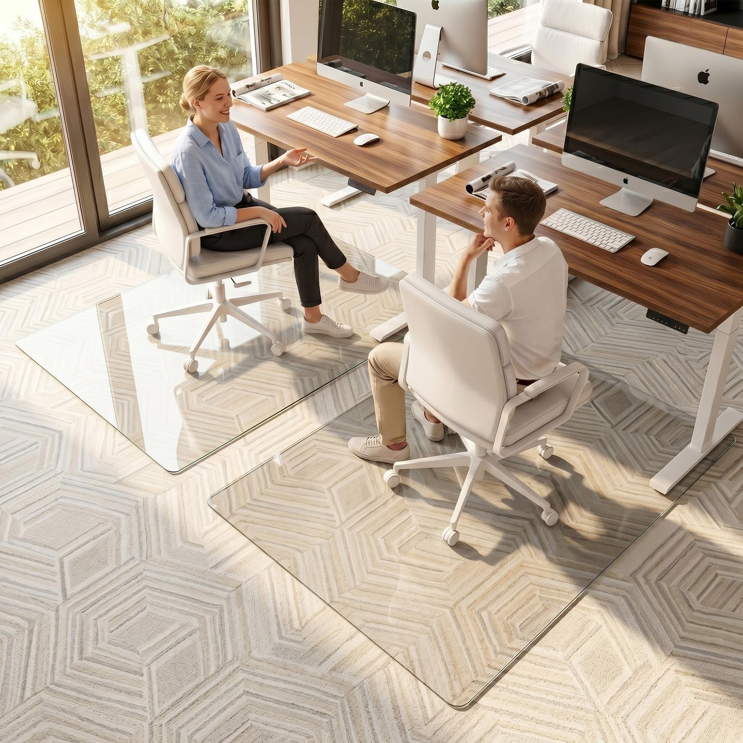 Antok Tempered Glass Chair Mat, 32"x48" Office Chair Mat for Carpet & Hardwood Floors, Heavy Duty 0.2" Desk Chair Mat for Smooth Rolling at Home or Office