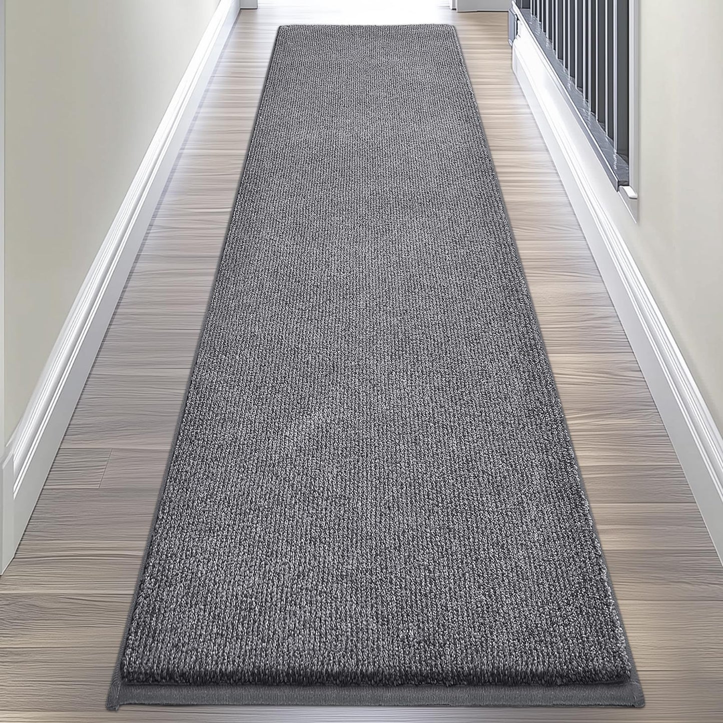 DOMUSTEX Washable Runner Rug 24" x 96" Rectangular, Non Slip Absorbent Indoor Entryway Rug for Floor, Laundry, Hallway, Bedroom (Roll Packing)
