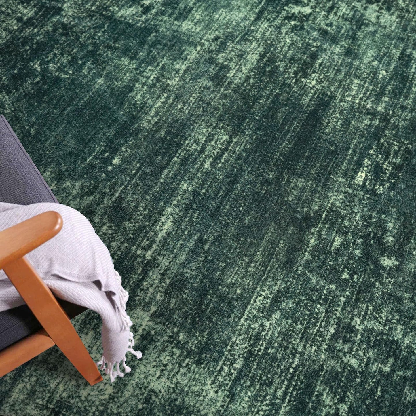 IOHOUZE Small Abstract Area Rug 2x3 Ft Entryway Rugs Washable Door Mat Indoor Entrance, Rubber Backed Throw Rugs, Printed Faux Wool Non Slip Floor Carpet for Foyer Front Door Sink, Dark Green