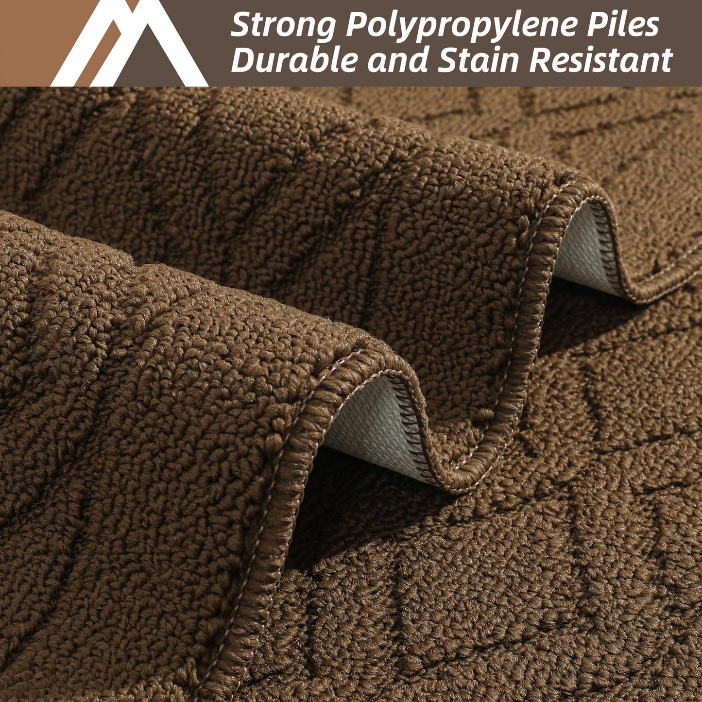 COSY HOMEER 48x20 Inch/30X20 Inch Kitchen Rug Mats Made of 100% Polypropylene 2 Pieces Soft Kitchen Mat Specialized in Anti Slippery and Machine Washable,Brown