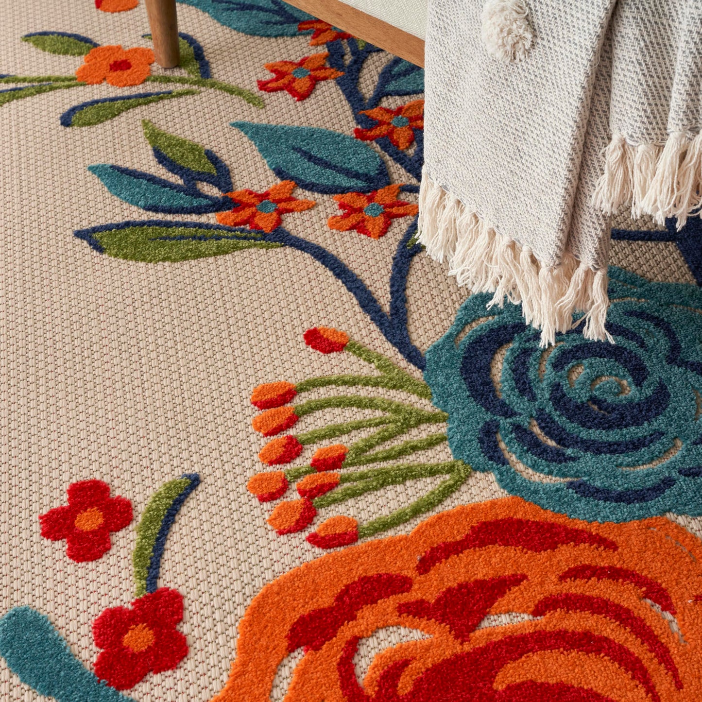 Nourison Home Aloha Multicolor 6' x 9' Area Rug - Easy Clean, Non Shedding, Bed Room, Living Room, Dining Room, Kitchen (6' x 9')