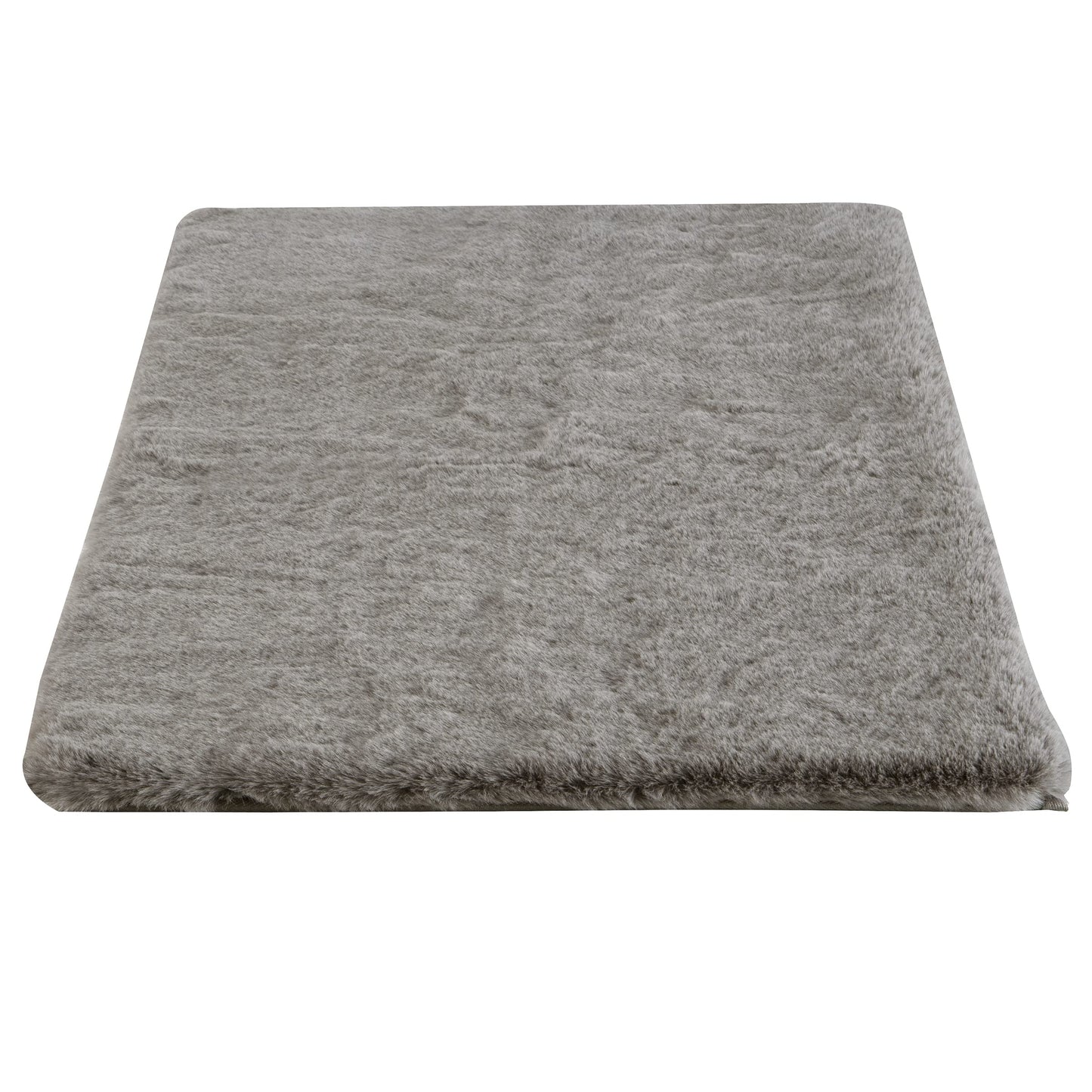 Home-Complete Faux Fur Bath Mat – 21x34-Inch Nonslip Jacquard Fake Rabbit Fur Rug for Bathroom, Hallway, or Kitchen - Modern Room Decor (Gray)