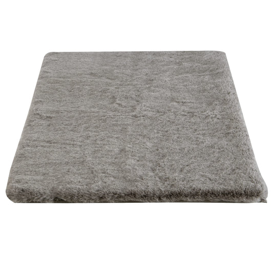 Home-Complete Faux Fur Bath Mat – 21x34-Inch Nonslip Jacquard Fake Rabbit Fur Rug for Bathroom, Hallway, or Kitchen - Modern Room Decor (Gray)