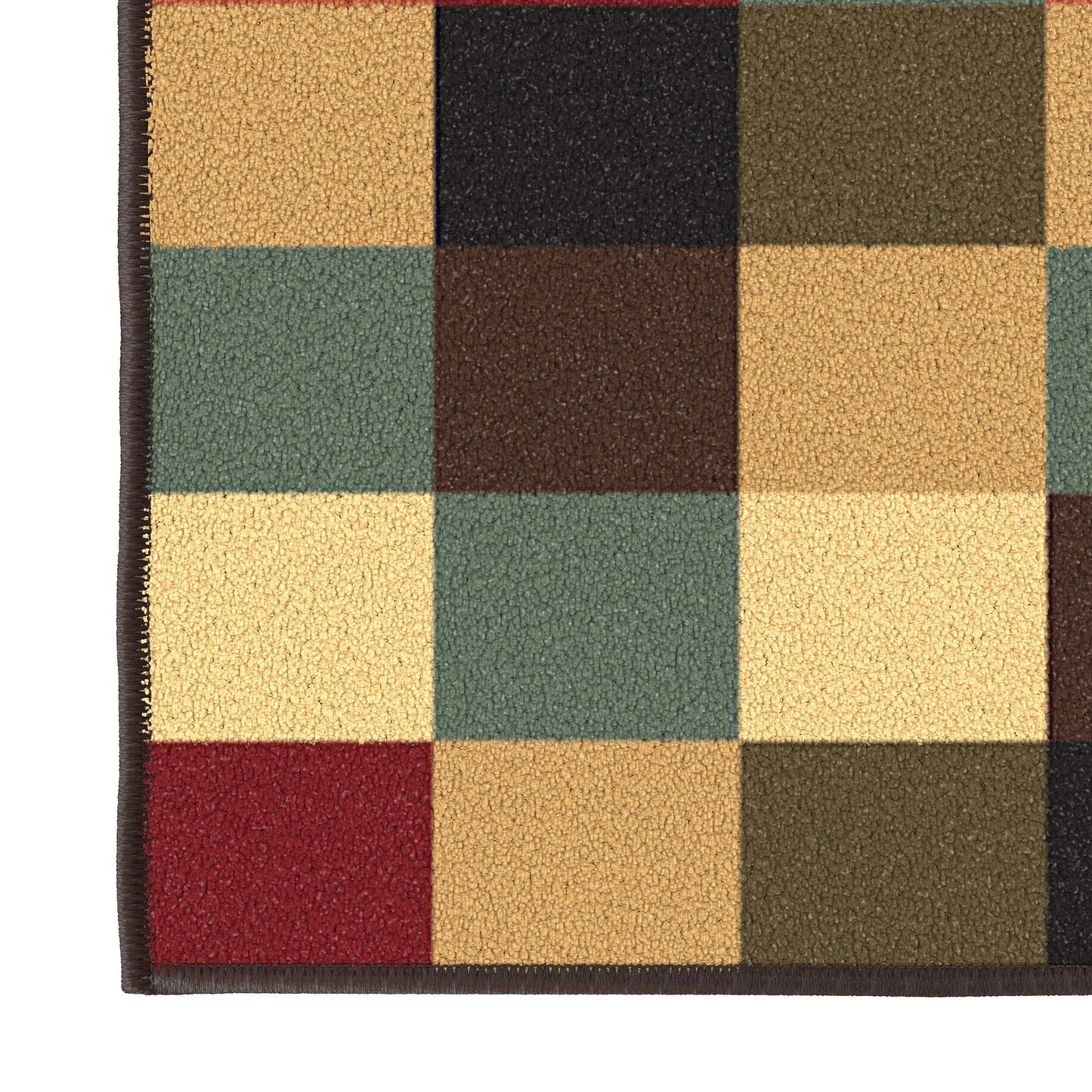 Ottomanson 3'3" x 4'7" Area Rug – Non Slip Low Pile Stain Resistant Accent Rug for Bedroom, Entryway, Bedside, Kitchen & Living Room, Checkered Multicolor