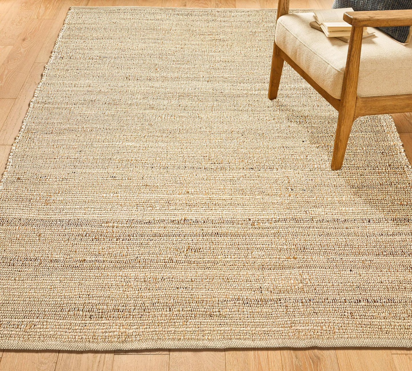 Chardin home 6x9 Jute Cotton Hand Woven Area Rug, Natural Jute Braided Boho Farmhouse Rug, Rustic Vintage Reversible Natural Fiber Rug for Living Room, Bedroom, Dining Room, Office, or Entryway.