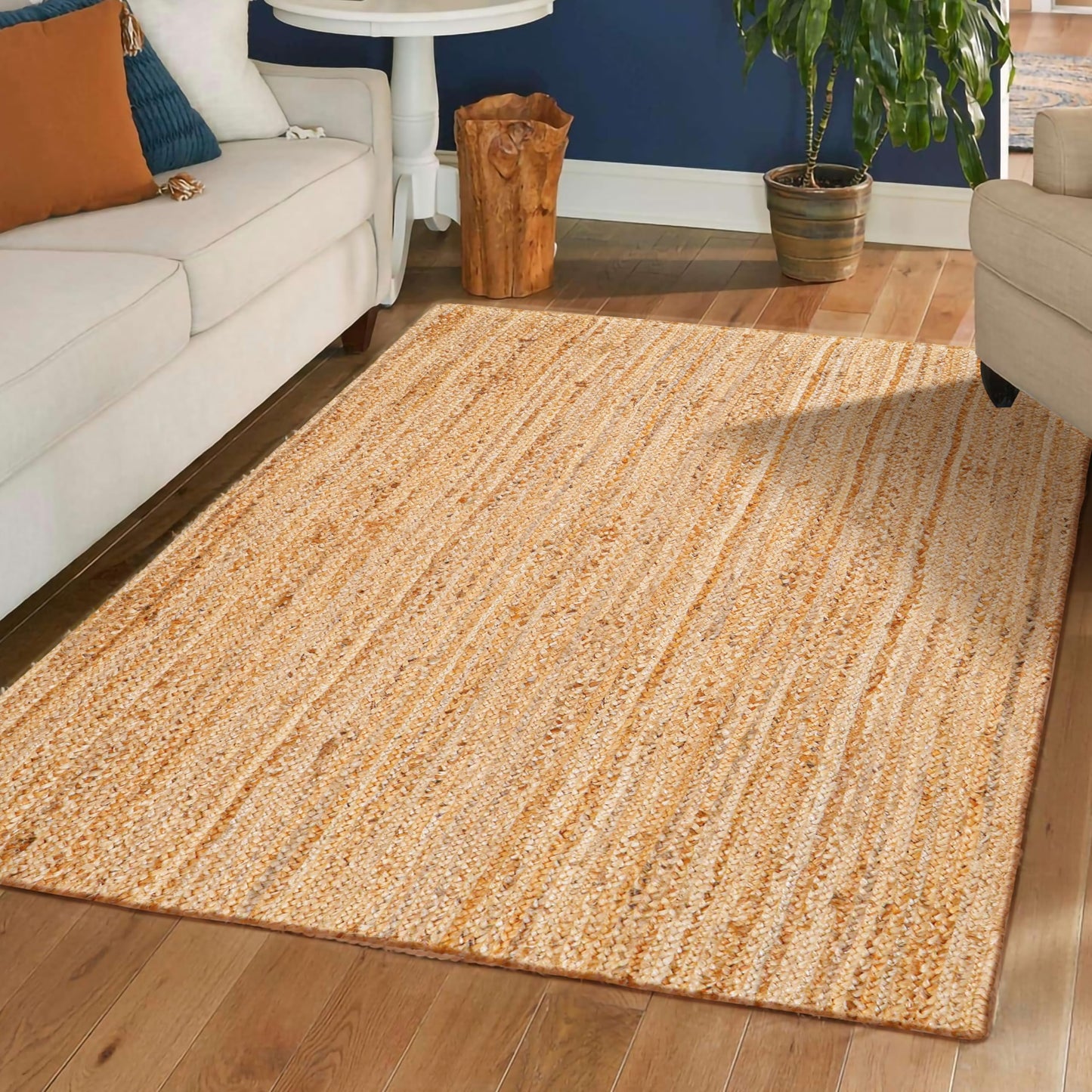 Hausattire Hand Woven Jute Braided Rug, 3'x5' – Natural, Reversible Boho Entry Area Rugs for Kitchen, Living Room I Farmhouse Indoor Outdoor Decorative Floor Rug, 36x60 Inches