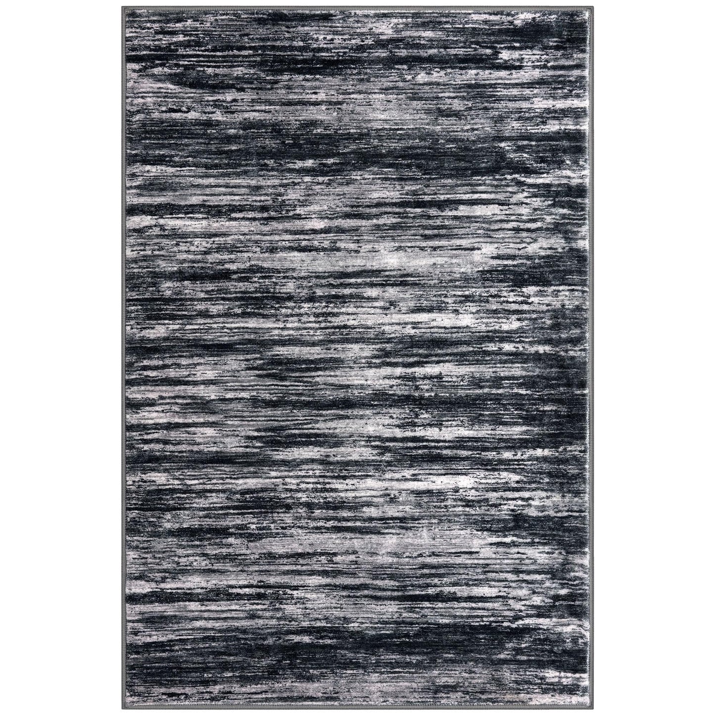 SIILOOM 2x3 Modern Abstract Rug for Entryway, Black Super Soft Small Area Rug, Washable Slip-Resistant Kitchen Rugs, Low-Pile Mat Carpet for Bedside, Indoor Door Mat