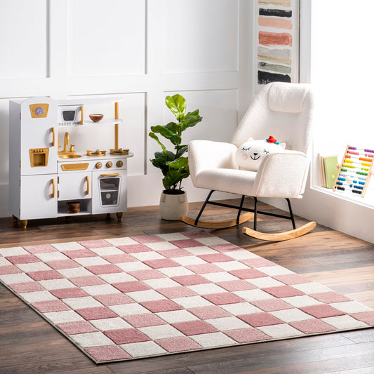 nuLOOM Aubrey Checkered Kids Area Rug, 4x6, Pink