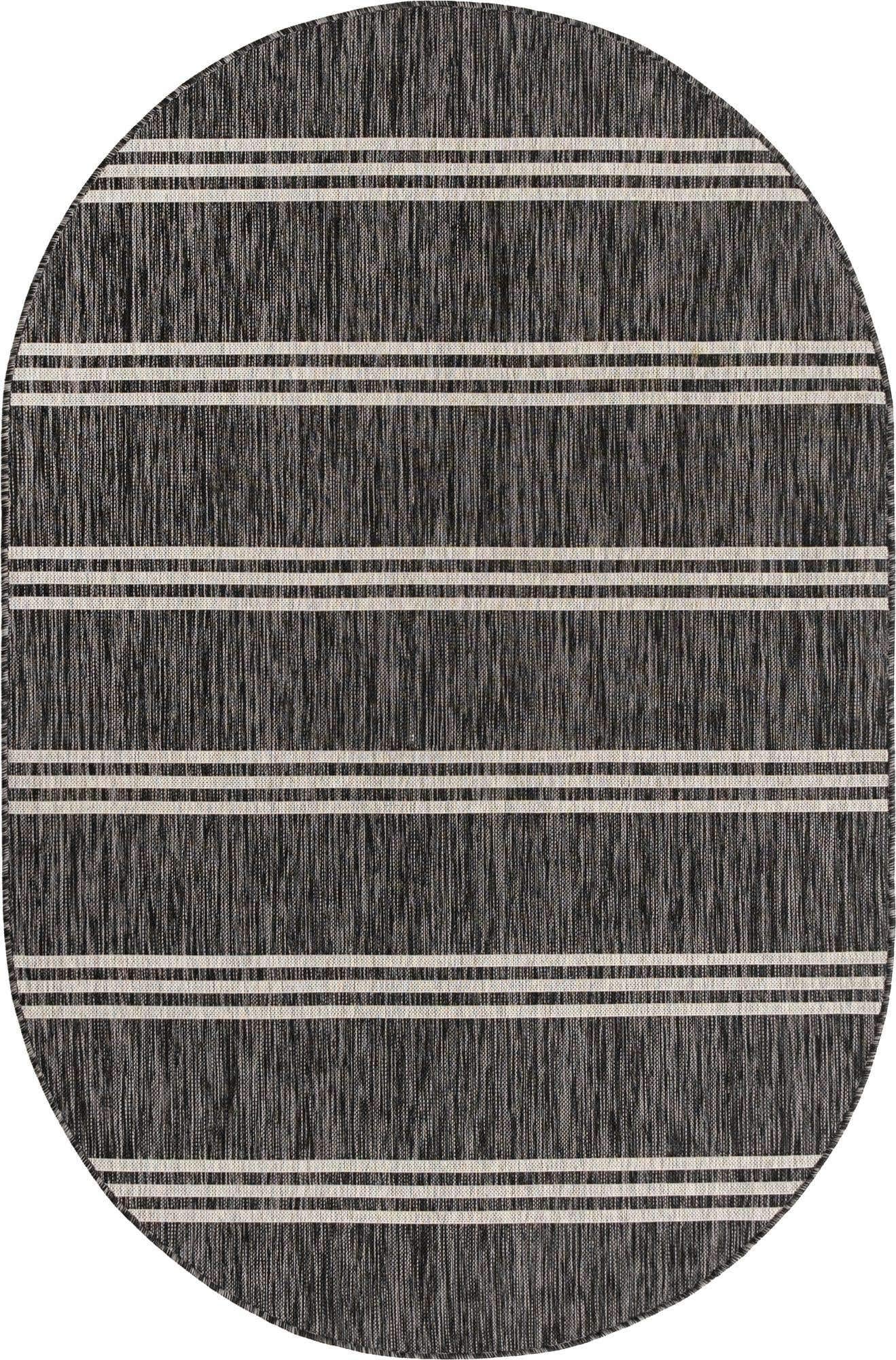 Unique Loom Jill Zarin Outdoor Collection Area Rug - Anguilla (5' 3'' x 8' Oval, Charcoal/ Ivory)