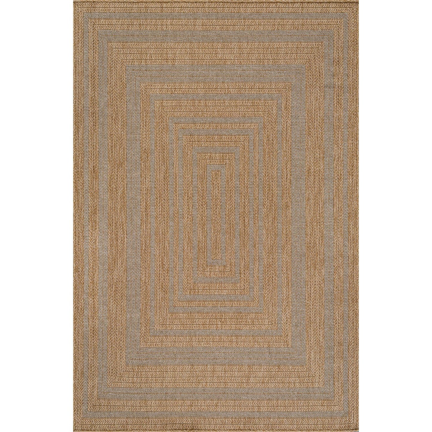 Beverly Rug Easy Jute Framed Border Rug 9x12 Washable Large Indoor Outdoor Area Rugs for Living Dining Room Patio Office Stain Resistant Non Shedding Casual Indoor Outside Carpet 9 x 12 Natural
