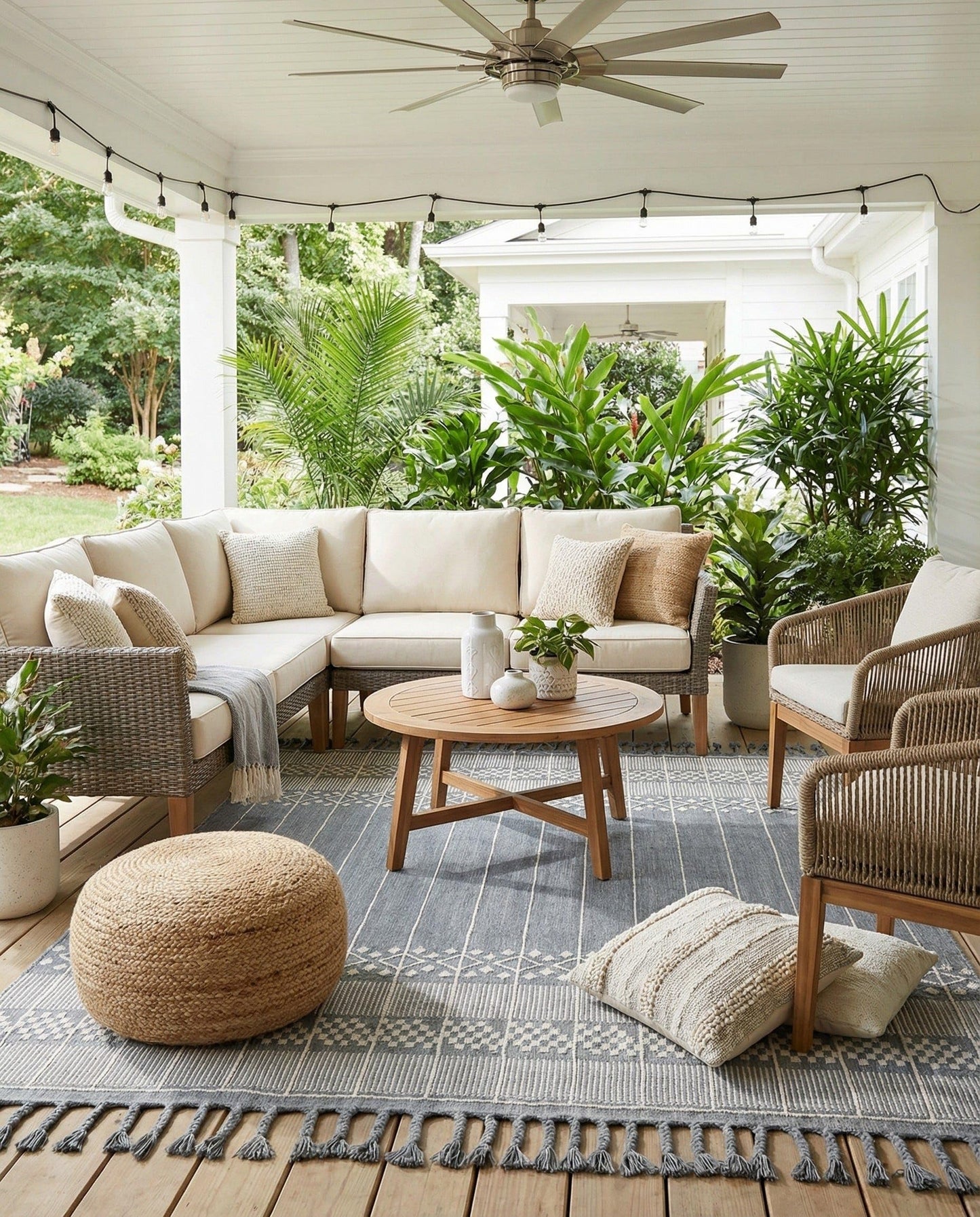 Rugs.com - Eco Bohemian Indoor Outdoor Rug – 7' 10 x 10' Cool Gray Washable Indoor/Outdoor Rug – Eco-Friendly Recycled Material, Perfect for Patios, Decks, and High-Traffic Areas