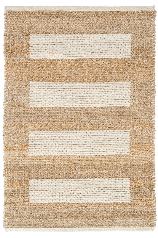 Dash & Albert Milo Ivory Handwoven Jute/Cotton Rug, 2 X 3 Feet, Tan Stripe Pattern