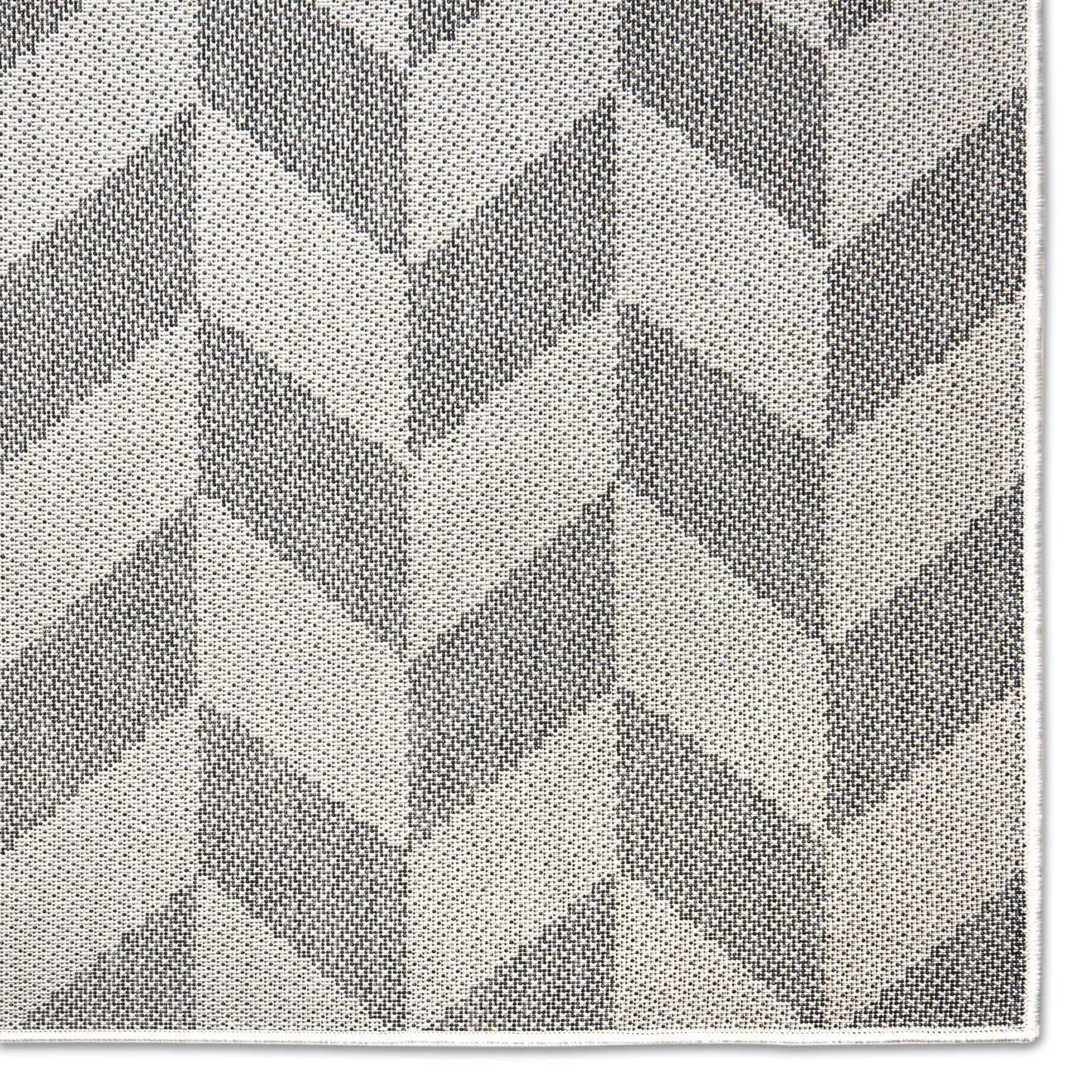 Nicole Miller New York Patio Country Calla Contemporary Herringbone Indoor/Outdoor Runner Area Rug, Black/Grey, 1'9"x7'2"