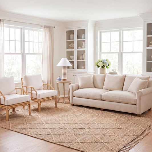 SAFAVIEH Natural Fiber Collection Area Rug - 6' x 9', Natural, Farmhouse Rustic Moroccan Trellis Braided Tassel Jute Design, Ideal for High Traffic Areas in Living Room, Bedroom (NF107B)