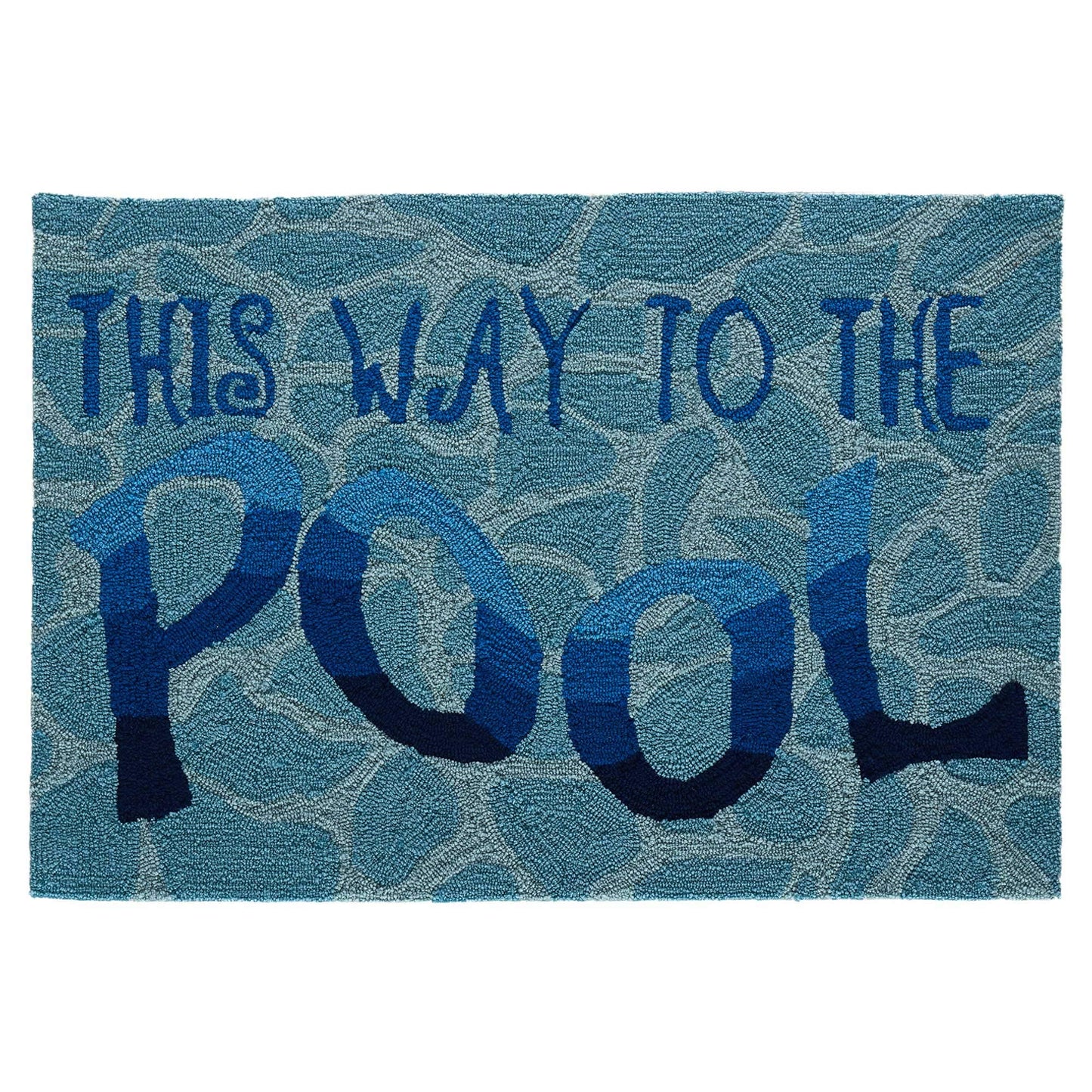 Liora Manne Frontporch Hand-Tufted Indoor/Outdoor Easy Care Area Rug Rug-Transitional, Decorative, Patio, Contemporary, This Way to The Pool Water 1'8" x 2'6"