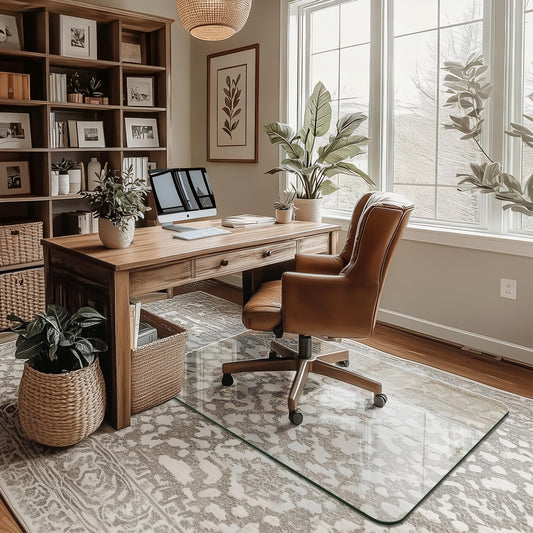 Furnbar Office Chair Mat for Carpet & Hardwood, Upgraded 29" x 42" Dual Use Tempered Glass Chair Mat for Chair and Footrest Under Desk