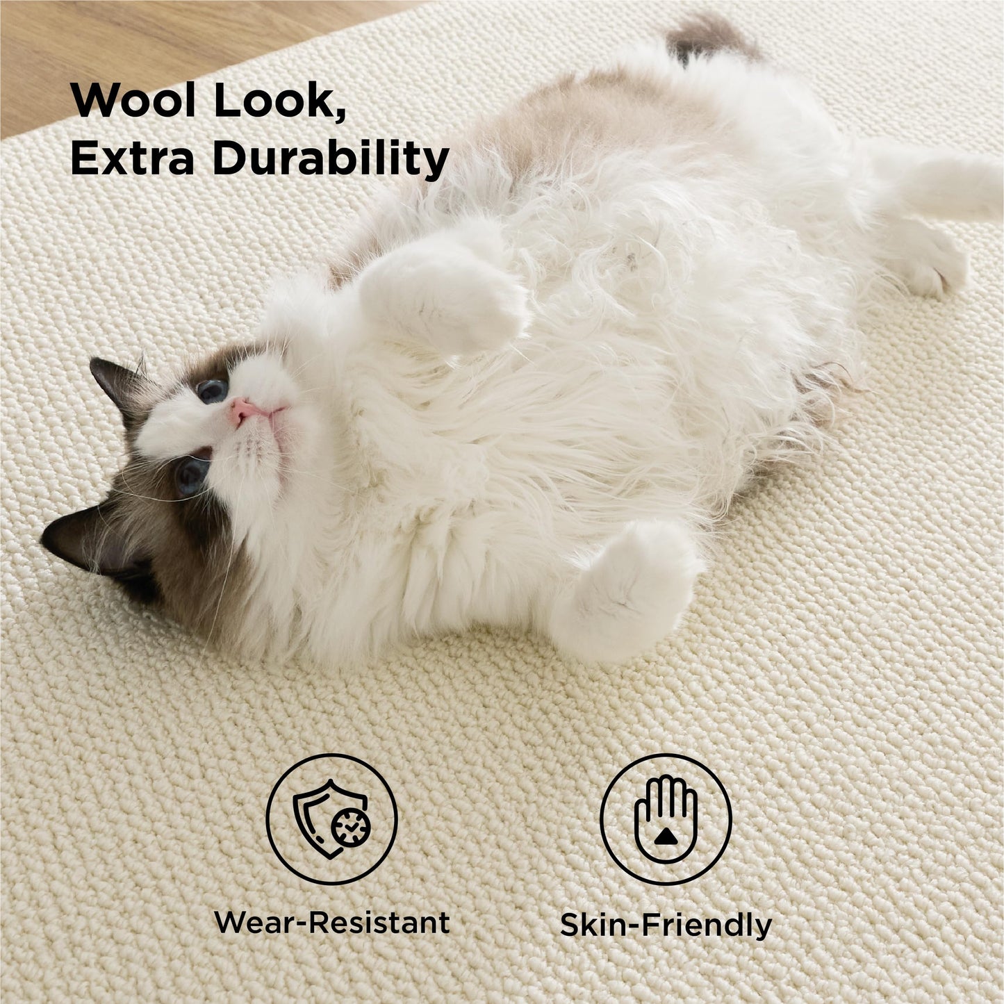 Bedsure 5x7 Faux Wool Area Rugs for Living Room, Machine Washable Carpet, Non-Slip Backing, Pet Friendly Throw Rug for Bedroom Dining Room, Oatmeal