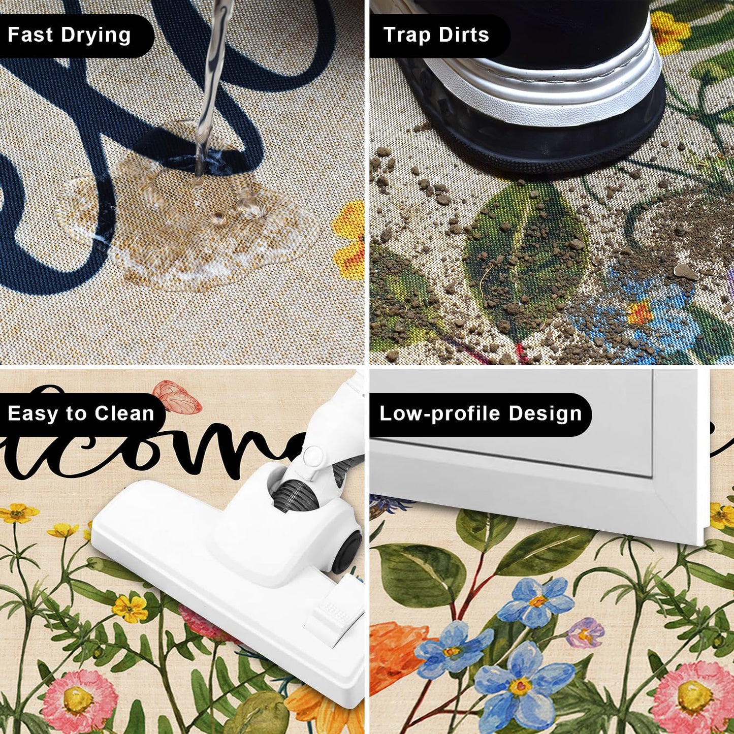 Nialnant Door Mat Outside Entrance, Floral Outdoor Mats for Front Door