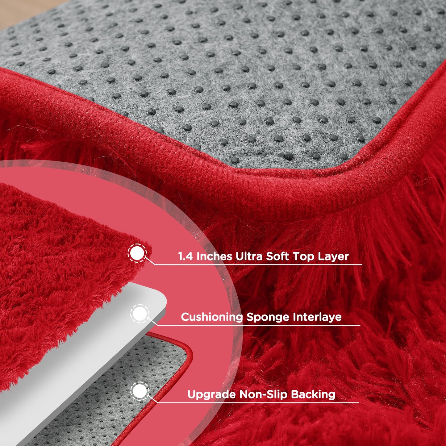 Cerulume Red Shag Area Rug for Bedroom, 4x6 Fluffy Shaggy Rugs for Living Room Nursery, Ultra Soft Comfy, Modern Fuzzy Plush Carpet for Girls Kids Boys Teen Dorm Indoor Home Decor, Upgrade Non-Slip