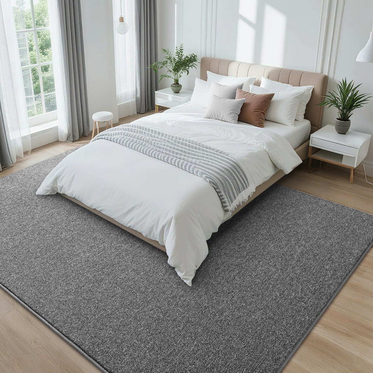 FALARK 4x6 Area Rugs for Bedroom Living Room, Dark Grey Soft Low-Pile Modern Indoor Thickened Memory Foam Non-Slip Washable Carpets for Kids Dorm Home Decor Rug