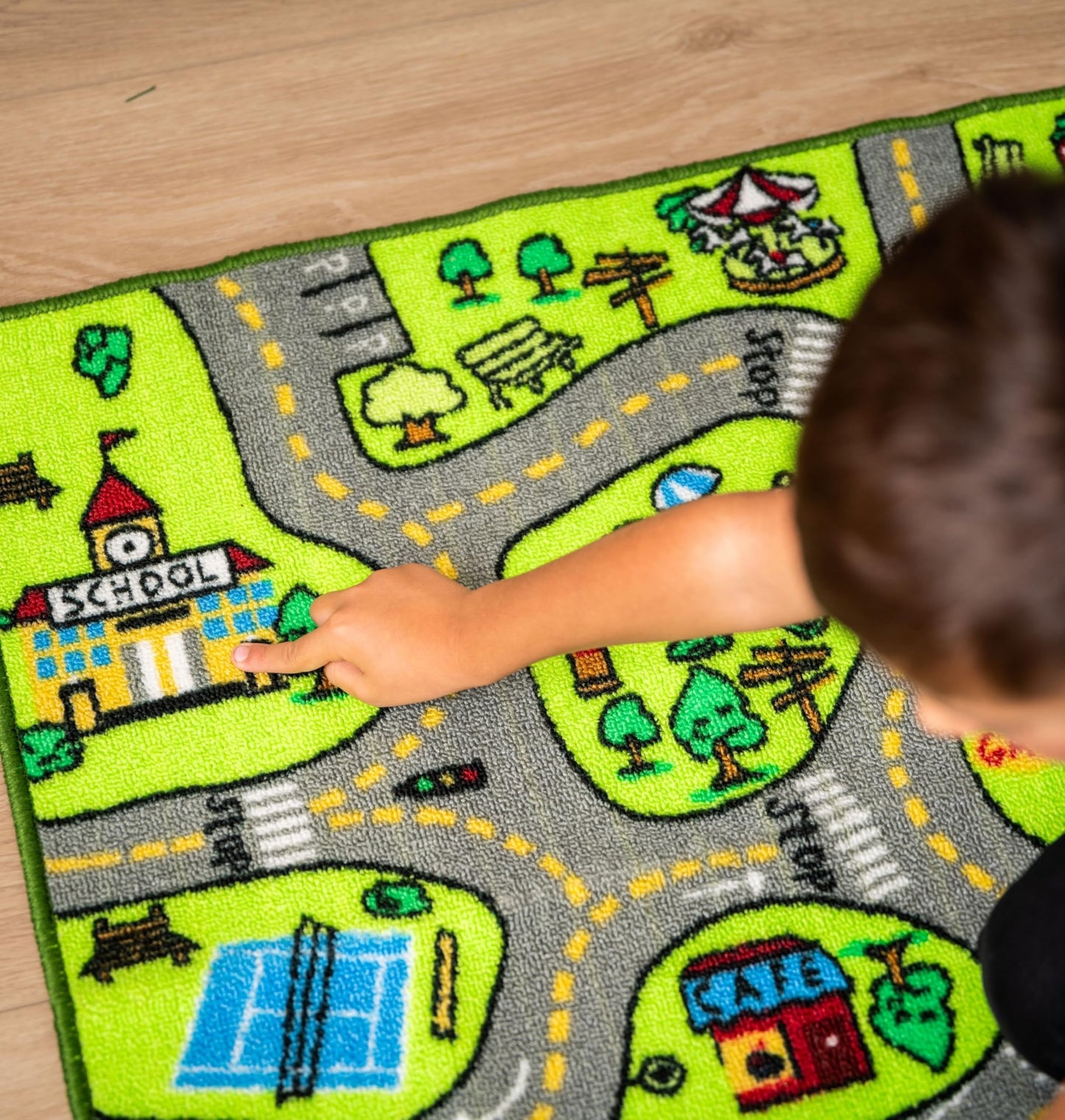 ToyVelt Carpet Playmat Kids Rug - Medium 43” x 26” Educational City Road Traffic Mat for Kids Ages 3–12 - Preschool Rug & Play Room Carpet with Skid-Proof Backing - Bedroom & Playroom