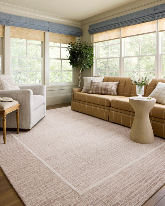 Loloi Chris Loves Julia Briggs Collection, Blush & Ivory, 9'-3" x 13' Area Rug – Minimal Gritted Design Area Rugs for Living Room Bedroom Entryway & Hallway No Shed High Traffic Home Decor Rug