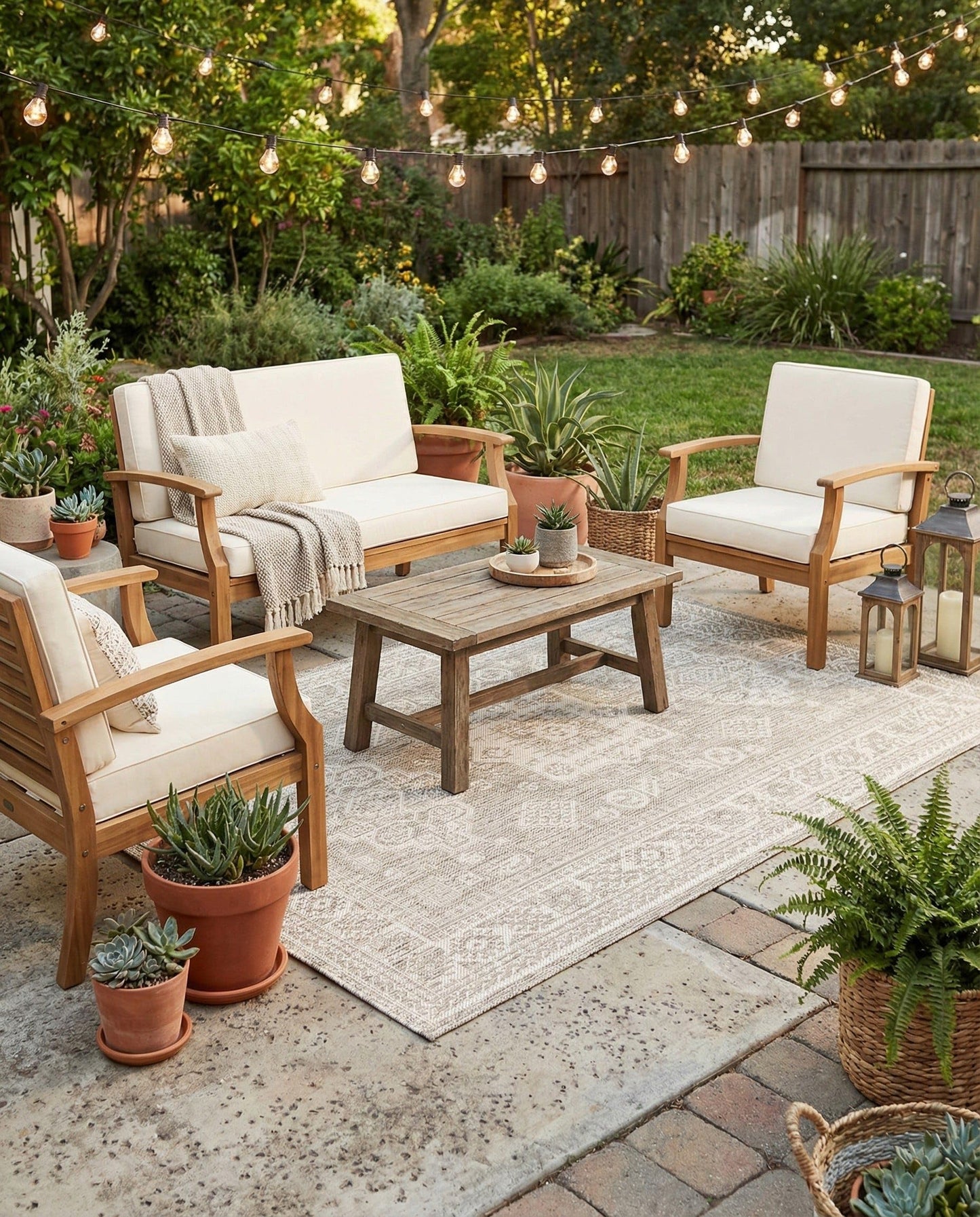 Rugs.com - Outdoor Aztec Rug – 4' 1 x 6' 1 Light Gray Indoor/Outdoor Rug – Weather-Resistant Flatweave for Patios, Decks, and Porches