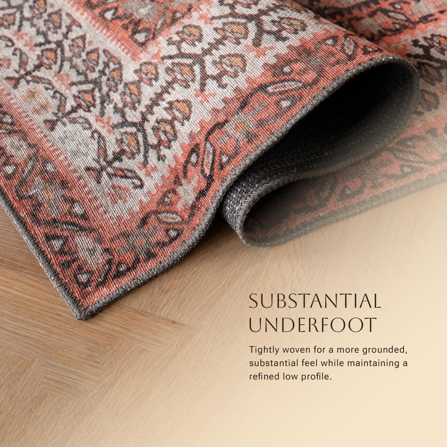 KNOTTING MATTERS Knot in Line 4’ x 6’ Area Rug – Warm Taupe & Clay Heritage Flatweave, Low-Pile – Easy Clean Accent Rug – Perfect for Entryway, Hallway, Kitchen, Bedroom – Pet & Kid Friendly