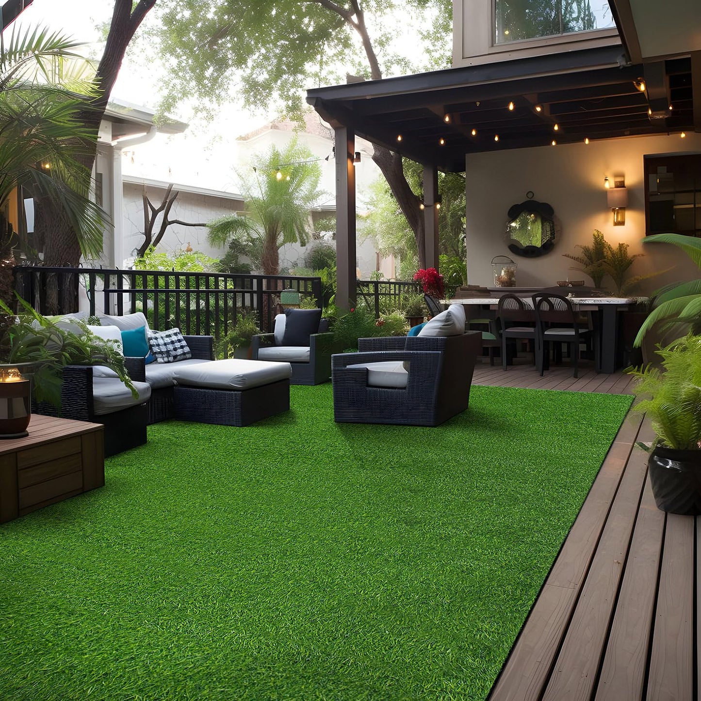 Rugshop Artificial Solid Grass for Backyard, Garden, Patio, Balcony, Garage Deck Indoor Outdoor Area Rug 6' 6" x 9' Green