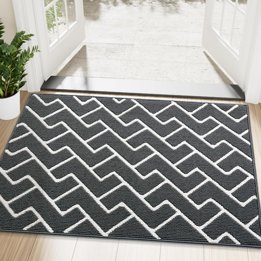 OLANLY Front Door Mat, Non-Slip Rubber Backing, Dirt Resistant and Absorbent, Washable, Easy to Clean Low-Profile Indoor Doormat for Back Door, Entryway, Inside Entrance, 48x32, Charcoal