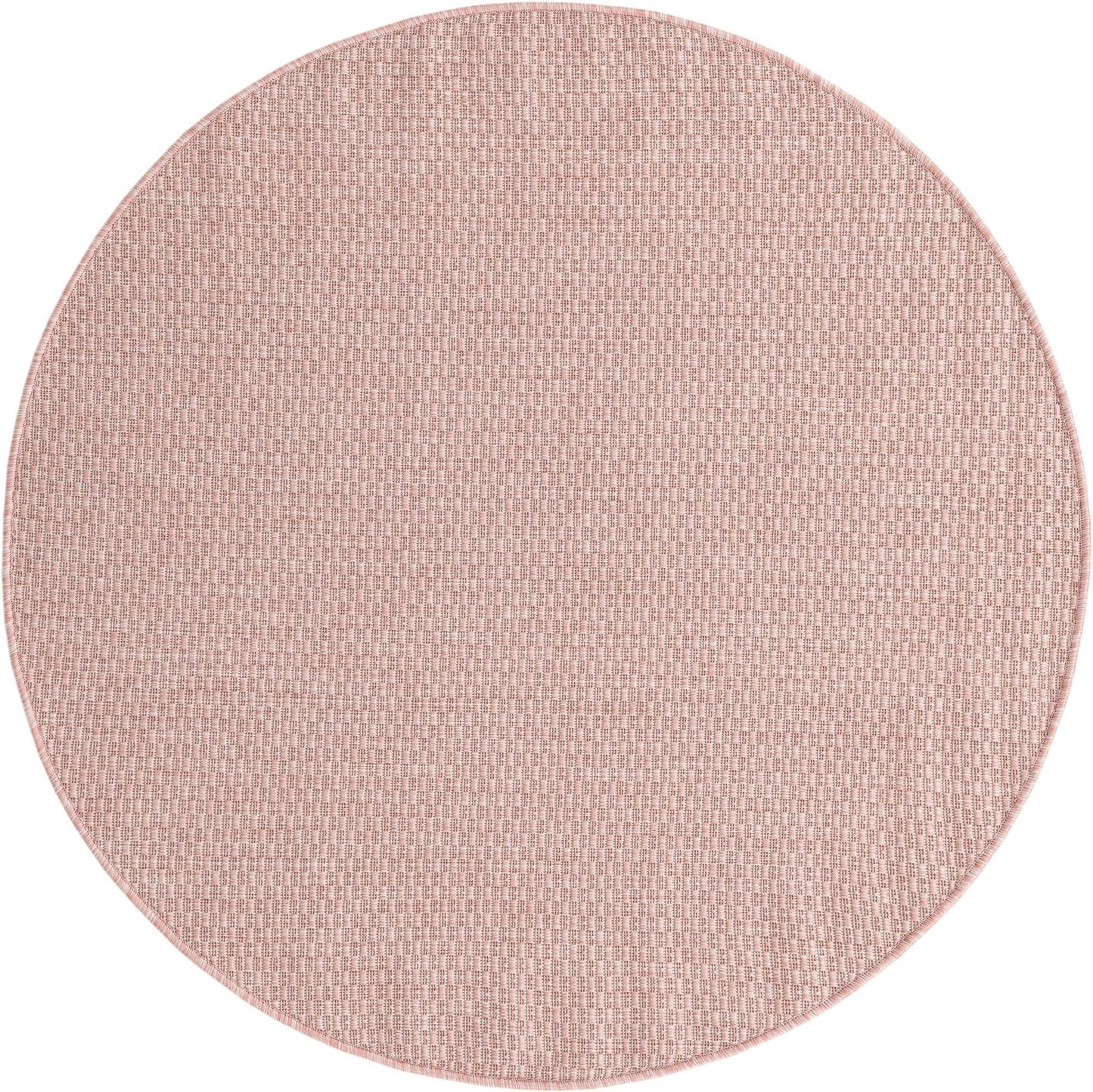 Unique Loom Collection Casual Transitional Solid Heathered Indoor/Outdoor Flatweave Area Rug (4' 1" Round, Whisper Pink/Ivory)