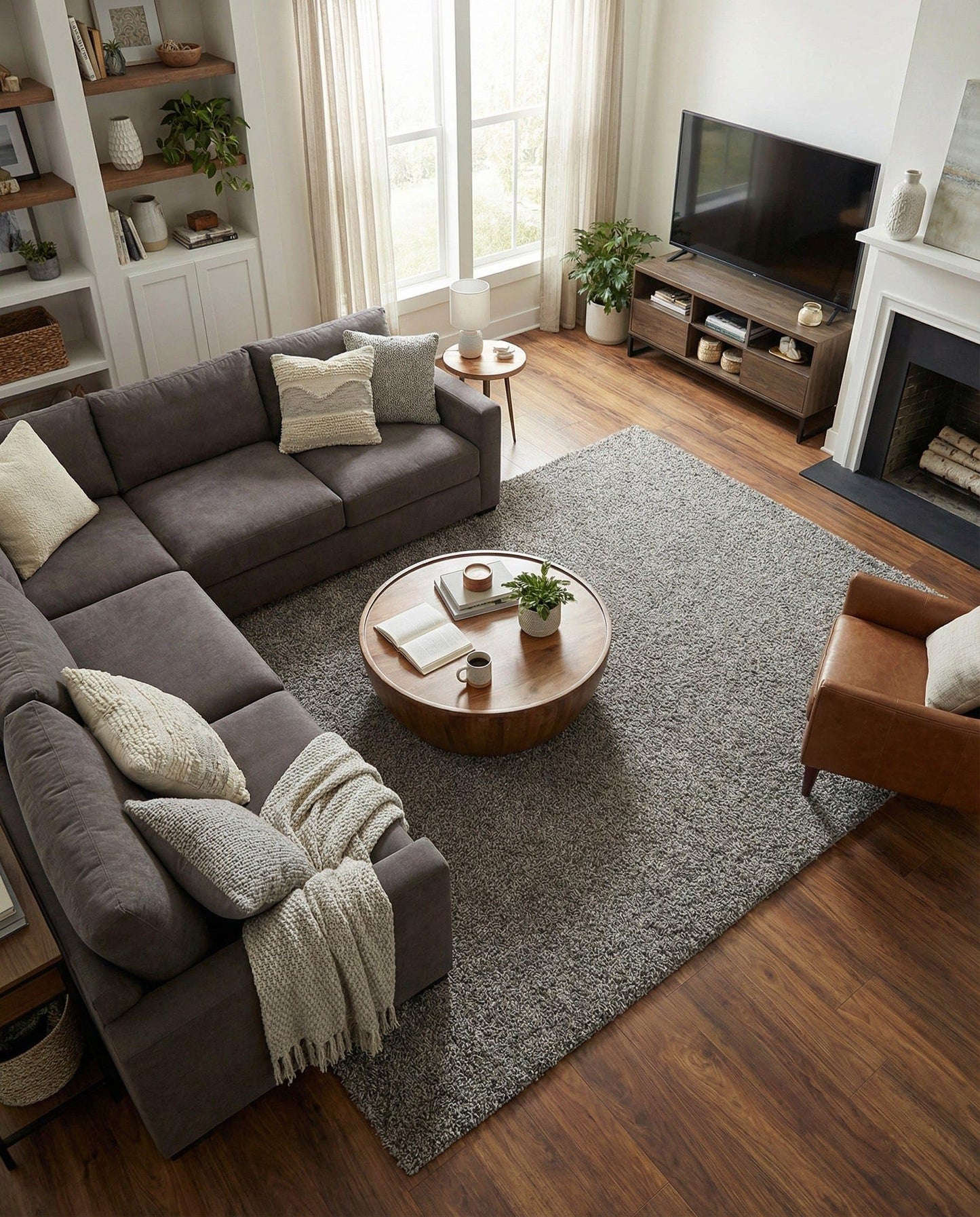Rugs.com - Über Cozy Solid Shag Collection Rug – 8' x 11' Cloud Gray Shag Rug Perfect for Living Rooms, Large Dining Rooms, Open Floorplans
