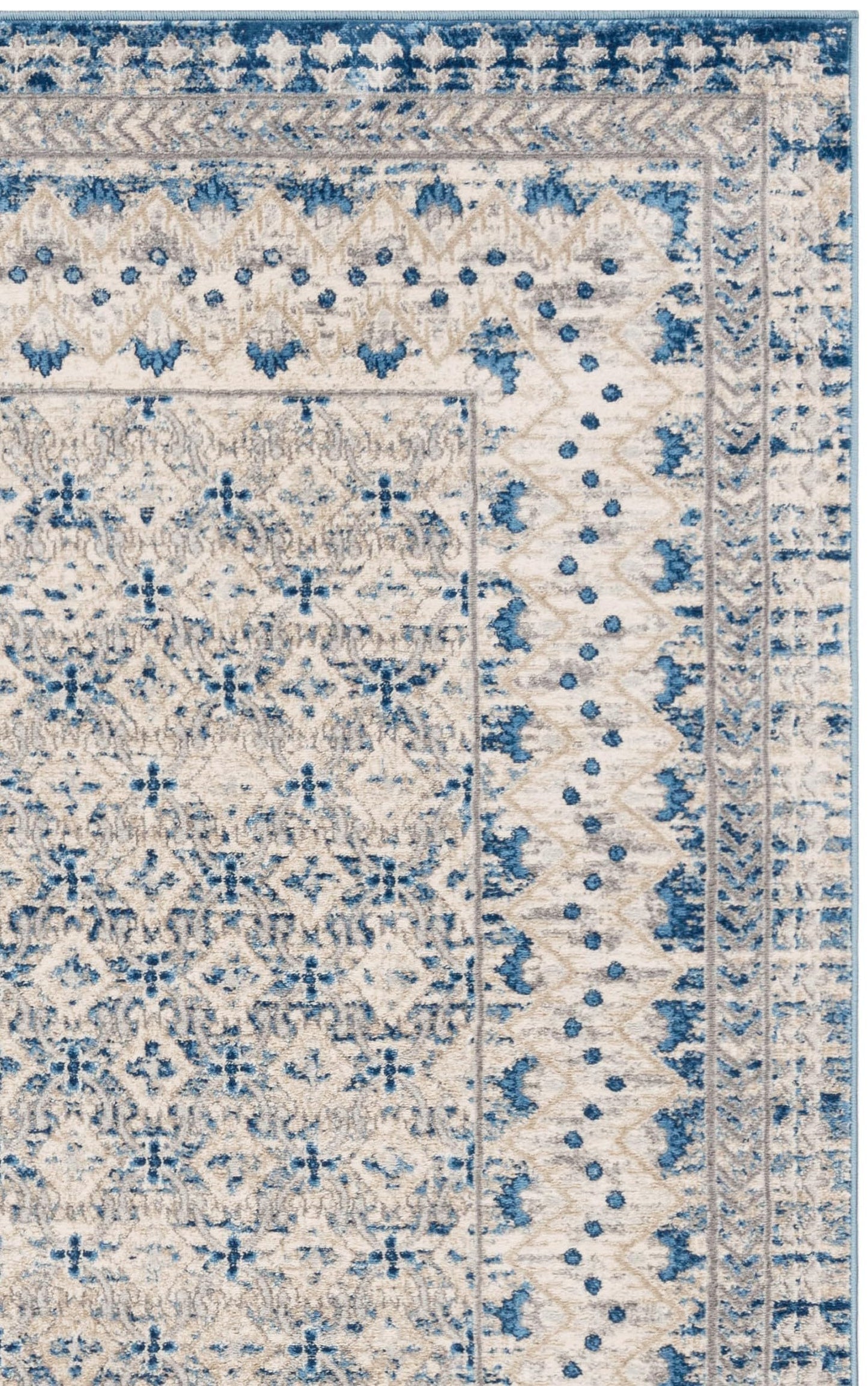 SAFAVIEH Brentwood Collection Area Rug - 9' x 12', Light Grey & Blue, Traditional Oriental Distressed Design, Non-Shedding & Easy Care, Ideal for High Traffic Areas in Living Room, Bedroom (BNT899G)