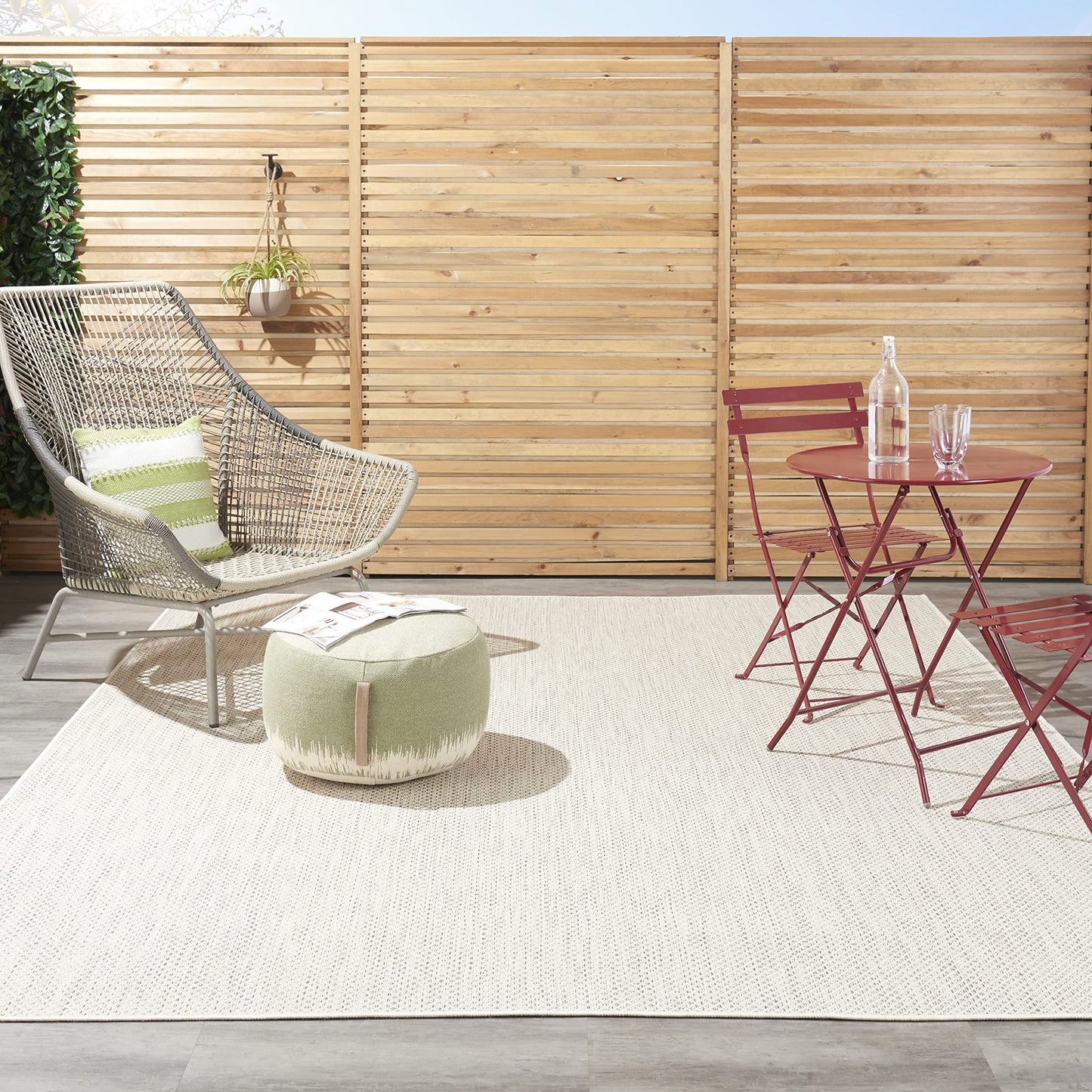 Nourison Home Courtyard Ivory Silver 7' x 10' Area Rug - Easy Clean, Non Shedding, Bed Room, Living Room, Dining Room, Kitchen (7' x 10')