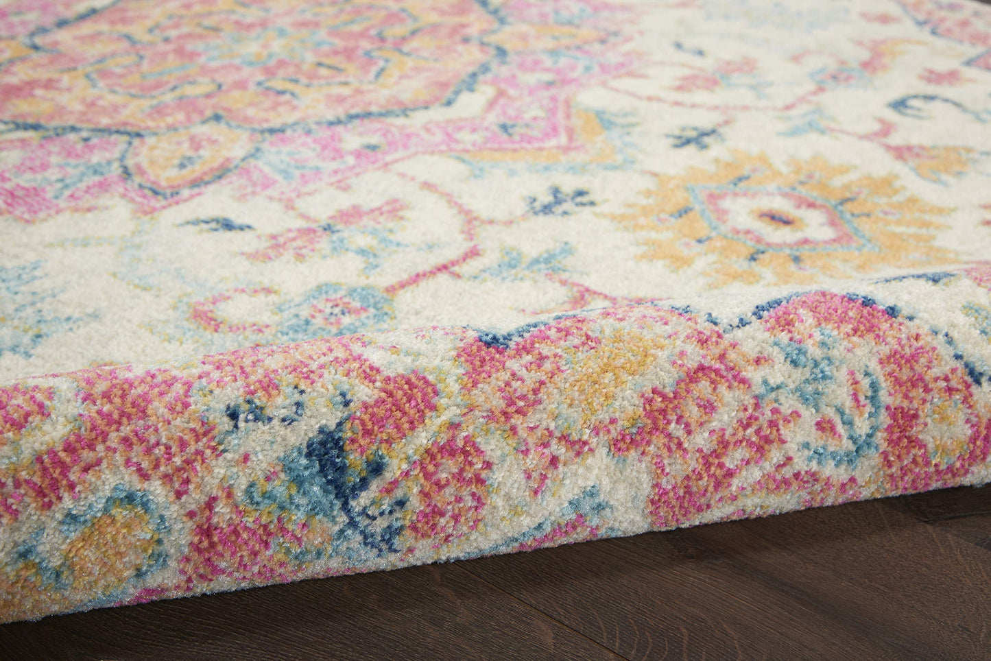 Nourison Home Passion Ivory Pink 5'3" x 7'3" Area Rug - Easy Clean, Non Shedding, Bed Room, Living Room, Dining Room, Kitchen (5' x 7')