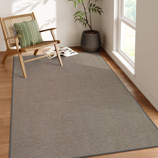 Lahome Noe Farmhouse Living Room Rug, 5x8 Washable Rugs for Bedroom Aesthetic Neutral Large Carpet, Grey Dining Room Non Slip Stain Resistant Floor Carpet for Office Entryway