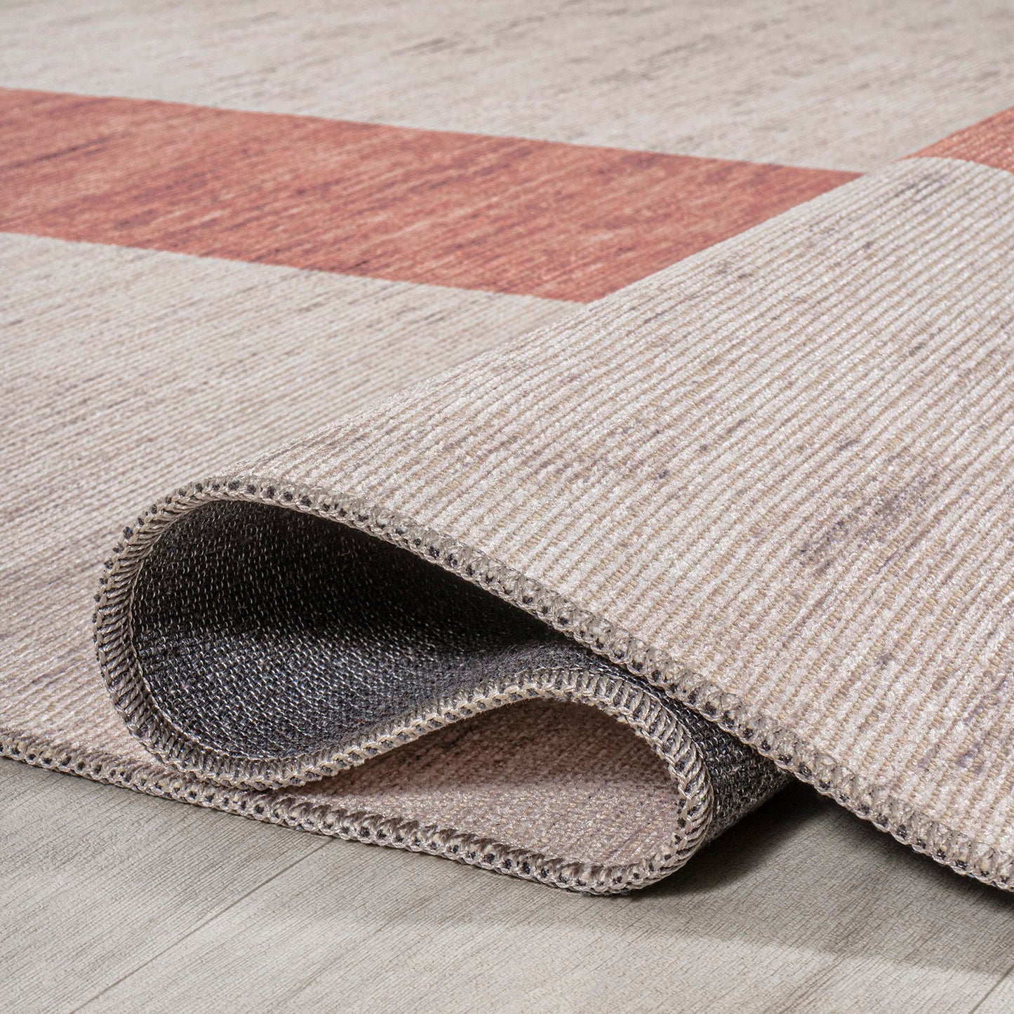 JONATHAN Y Machine Washable Ivory/Peach Runner Rug 2X8 ft, Raita Modern Distressed Stripe for Living Room, Bedroom, Kitchen, Office, Easy-Cleaning, High Traffic, Pet-Friendly, Non-Shedding WSH116A-28