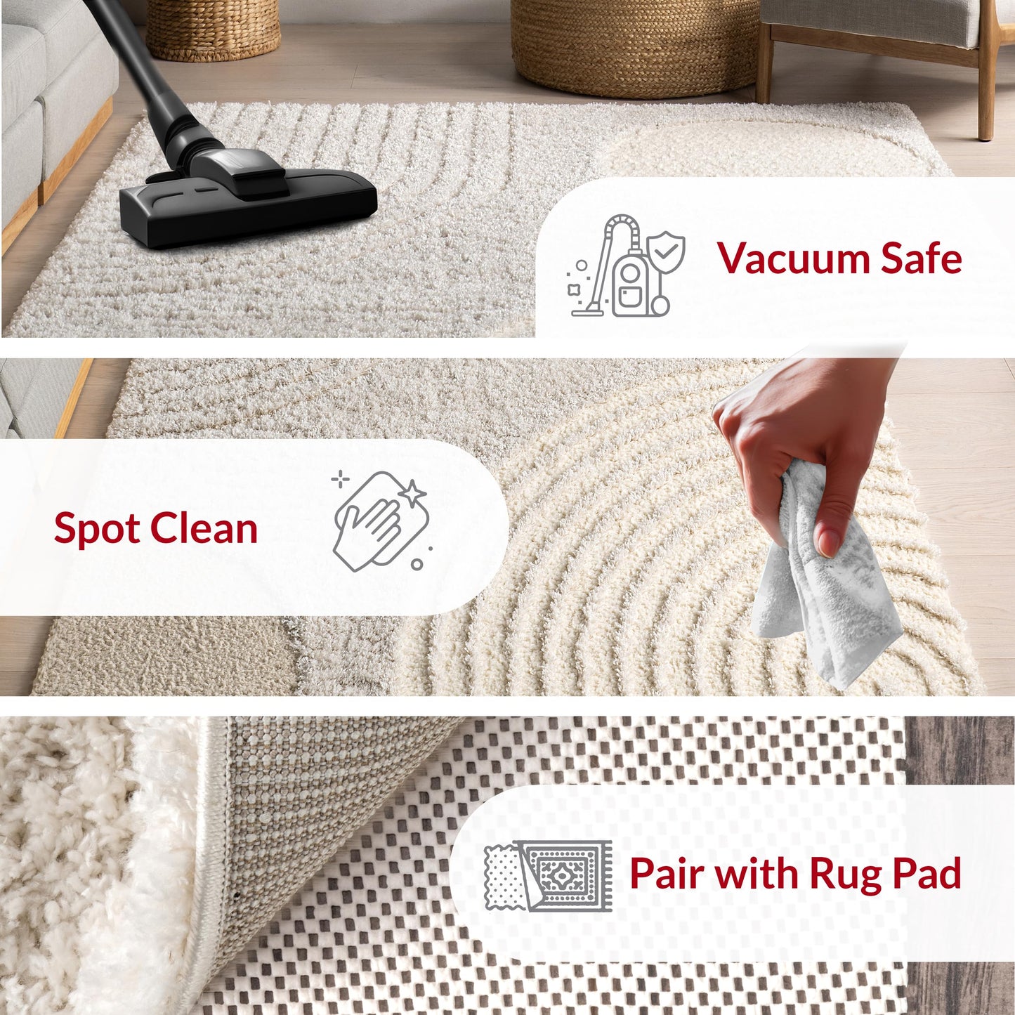 Nuloom Gloria Beige, 4' x 6', Abstract, Shag, Soft and Cozy, Plush, High Traffic, Stain Resistant, Easy Clean, Durable Area Rug for Bedroom, Living Room, Dining Space, Den, Foyer, Entryway