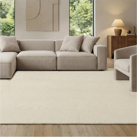 Bedsure 8x10 Faux Wool Area Rugs for Living Room, Machine Washable Carpet, Non-Slip Backing, Pet Friendly Throw Rug for Bedroom Dining Room, Oatmeal