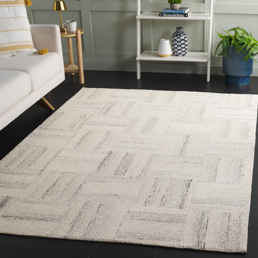 Safavieh Pine Collection Accent Rug - 3' x 5', Ivory & Grey, Handmade Wool, Ideal for The Entryway, Foyer, Bedroom (PNE201A-3)