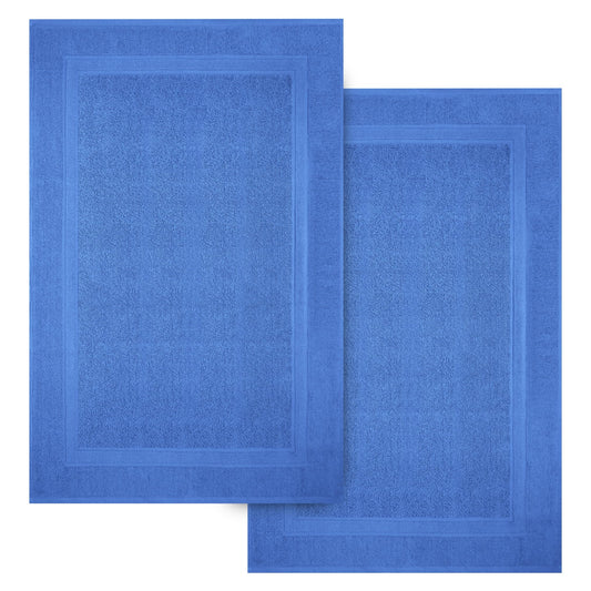 Infinitee Xclusives Premium Cotton Bath Mats for Bathroom – Pack of 2 | 34x22 Inches | Ultra Soft, Super Absorbent, Non-Slip, Machine Washable Mats (Eloquent Blue) [Not a Rug]