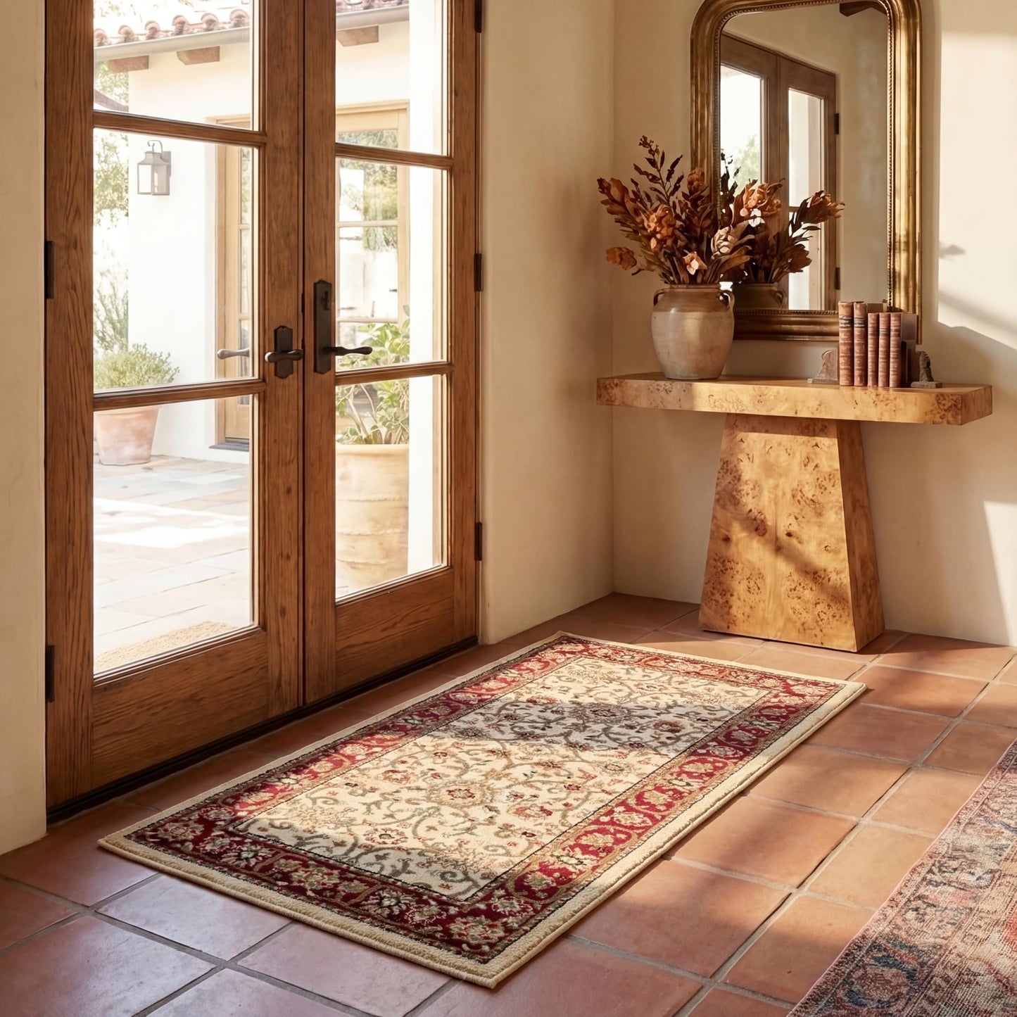 SAFAVIEH Lyndhurst Collection Accent Rug - 2'3" x 4', Ivory & Red, Traditional Oriental Design, Non-Shedding & Easy Care, Ideal for High Traffic Areas in Entryway, Living Room, Bedroom (LNH212K)