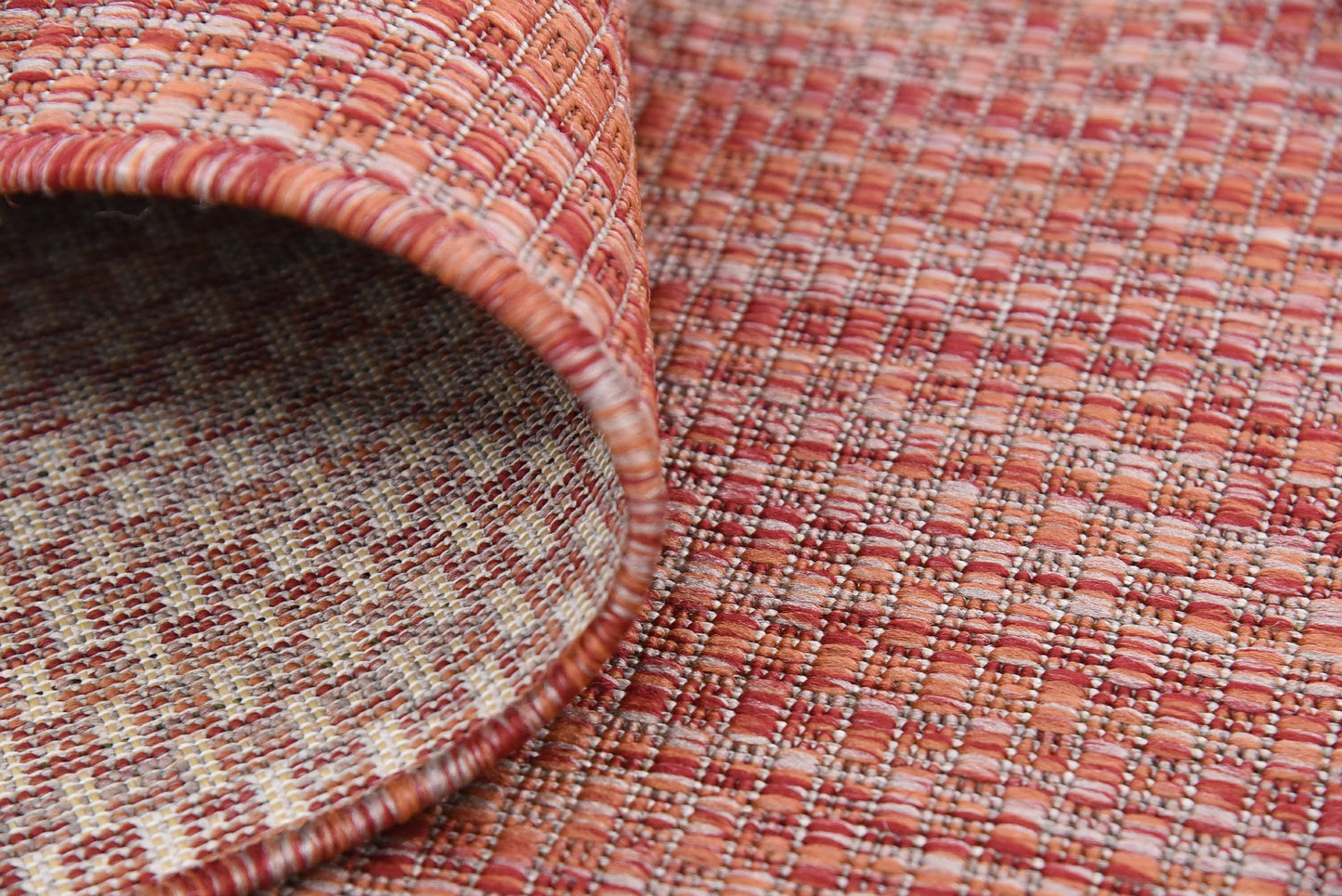 Unique Loom Collection Casual Transitional Solid Heathered Indoor/Outdoor Flatweave Area Rug (7' 1" x 10' Rectangle, Rust Red/Beige)